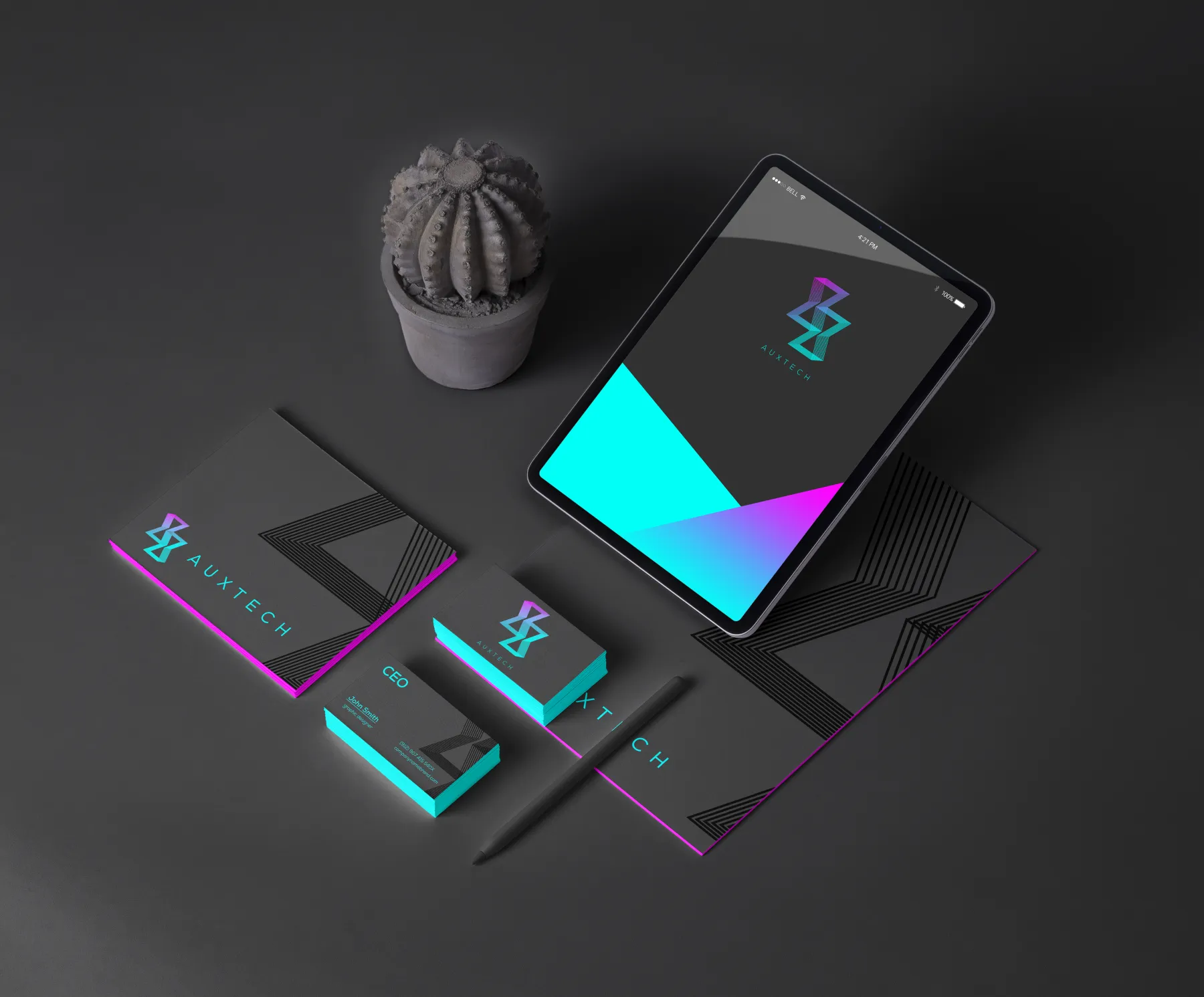 AUXTECH brand system, packaging and documentation